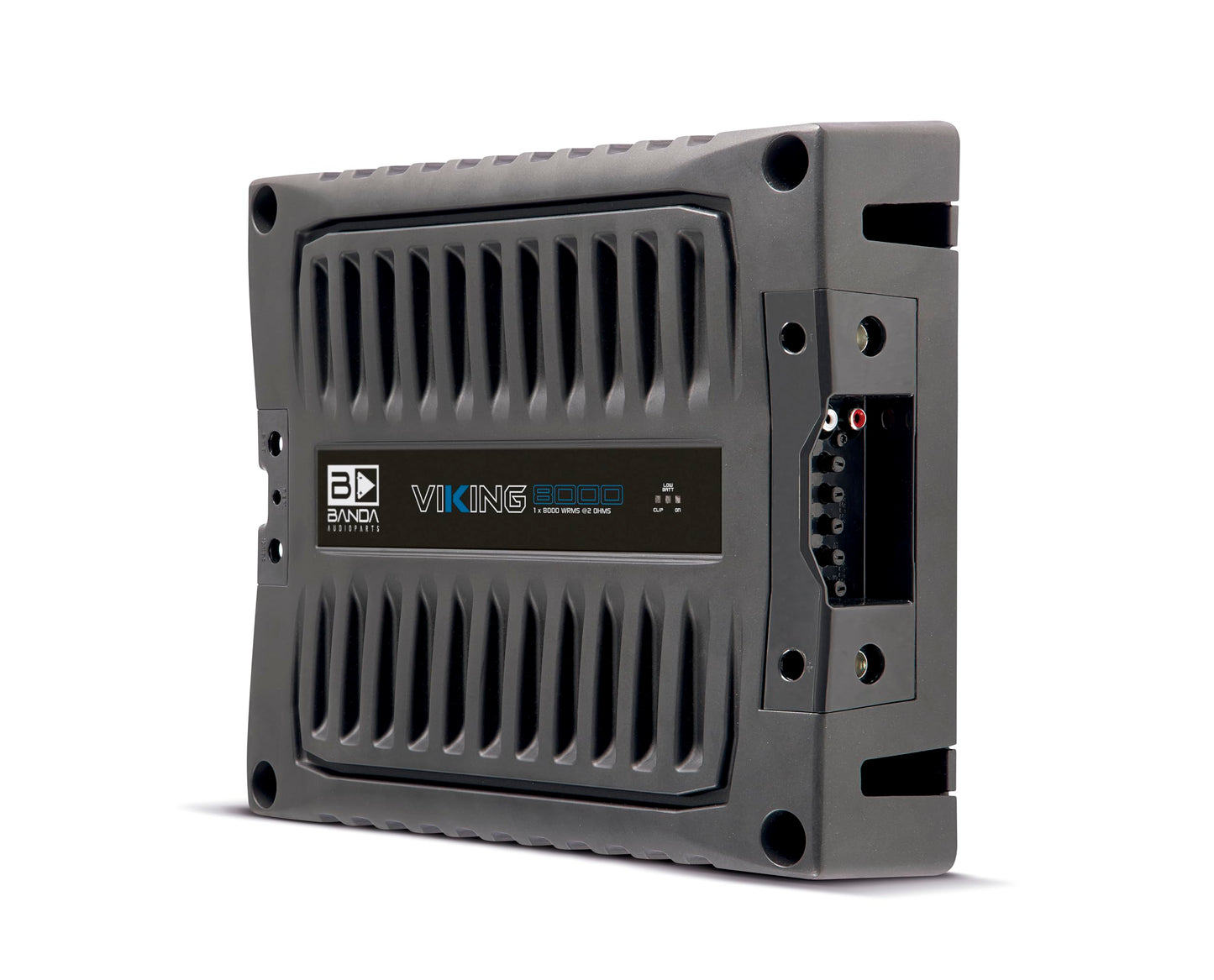 Banda VIK8000.2BK - Amplificador de Coche Altavoz de Audio de 2 ohmios, Rango Completo, Nuevo Viking 8000 vatios Rms, indicador LED de Sonido especializado chasis de Aluminio, Negro