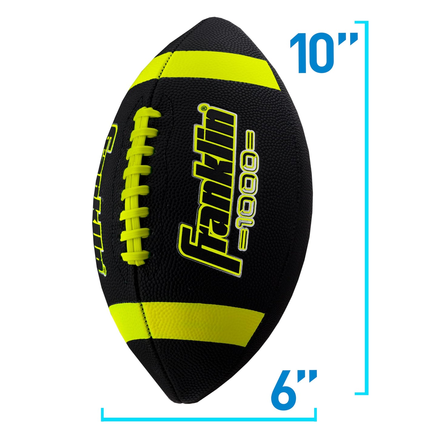 Franklin Sports Youth Football - 1000 Junior Kids Football - Synthetic Leather Youth Junior Football for Kids - Outdoor All-Weather Footballs - Extra Grip Kids Football - 1 Pack - Black + Optic