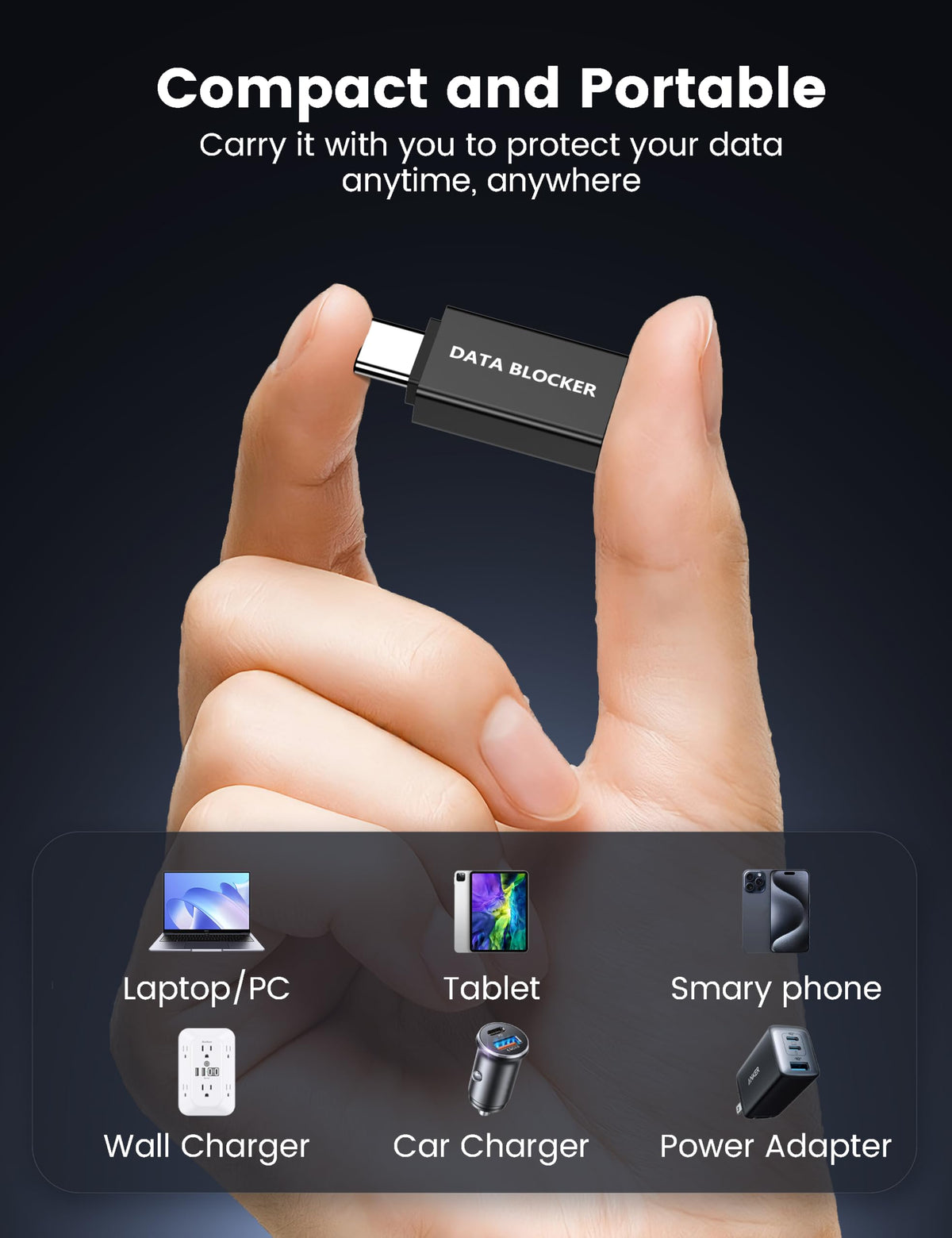 Adaptadores de Bloqueo de Datos USB C para iPhone y Android, Solo para Carga, Paquete de 5