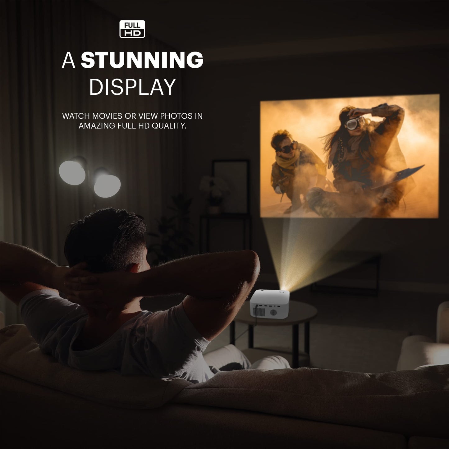 KODAK FLIK X10 Proyector multimedia Full HD | Mini sistema portátil de cine en casa compacto con control remoto, proyección de video nativa de 1080p y cable HDMI | Mira películas desde iPhone, laptop