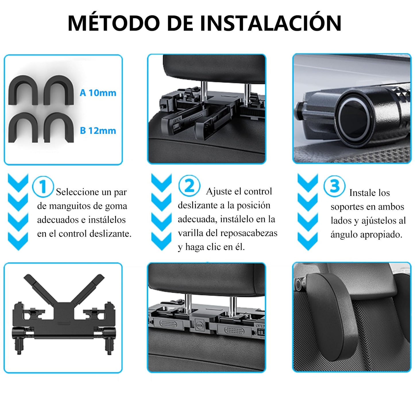 YRHSAV Reposa Cabezas para Auto, Soporte Cuello Reposa Cabeza, Reposacabezas en Forma de u Ajustable a 180°, con Ganchos y Almohada ViscoeláStica, Perfecta para Viajar Durmiendo Niños y Adultos.