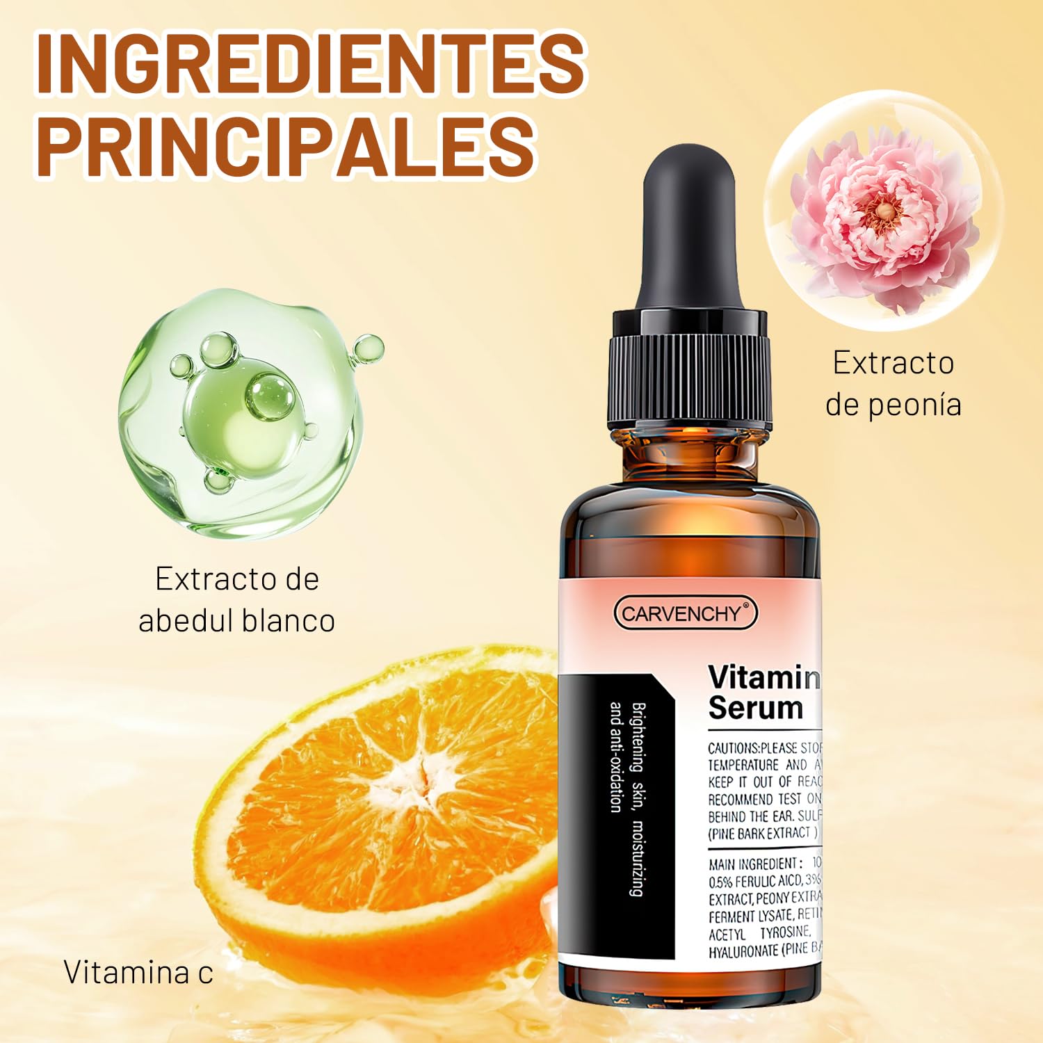Suero Facial Vitamina C Carvenchy - Hidratación Profunda Antienvejecimiento - 2 Piezas - Suero Antiarrugas para Piel Radiante y Humectada.