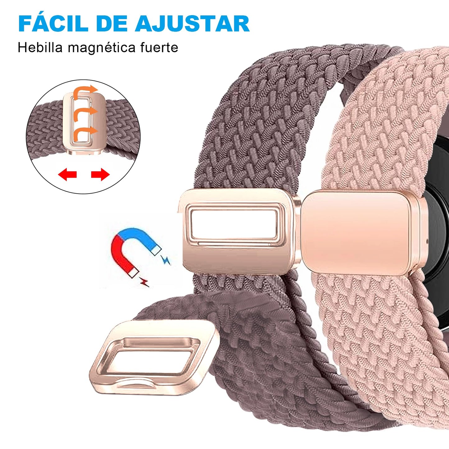 Correa paraTejida Magnética Samsung Galaxy WatchWatch , para Samsung Galaxy7 6 5 4 40 mm 44 mm, Galaxy Watch (42 mm), Galaxy Watch Active 2 (40 mm), 20mm Correa Correa de Nailon Elástica Ajustable