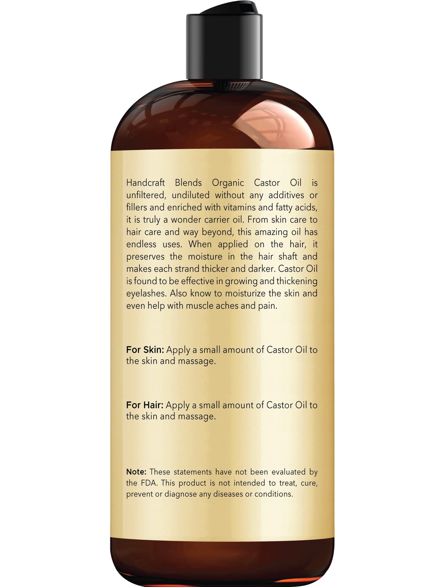 Aceite de Ricino Orgánico Puro 16 oz. para Nutrir Cabello y Piel - Oferta Especial - Productos Naturales de Belleza