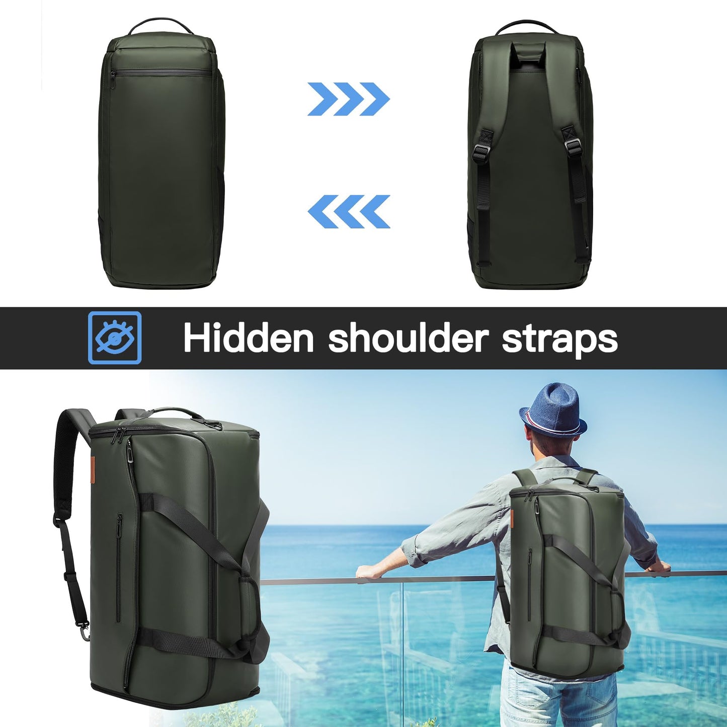 Bolsas de ropa para viajes, bolsas de traje para hombres, viajes, bolsa de ropa con compartimento para zapatos, bolsa de ropa convertible 2 en 1 impermeable con correa para el hombro,Moda y negocios