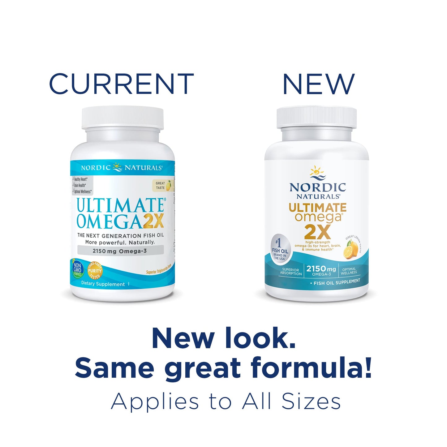 Nordic Naturals Ultimate Omega 2X, sabor a limón, 2,150mg Omega 3, 60 cápsulas blandas, alta potencia de EPA y DHA