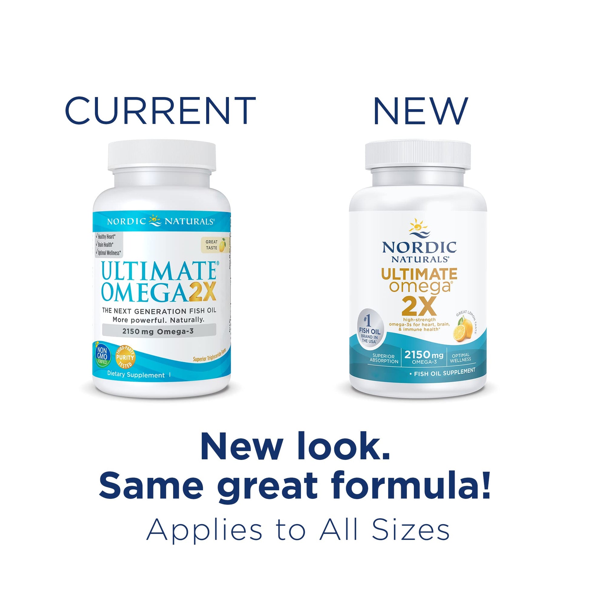 Nordic Naturals Ultimate Omega 2X, sabor a limón, 2,150mg Omega 3, 60 cápsulas blandas, alta potencia de EPA y DHA