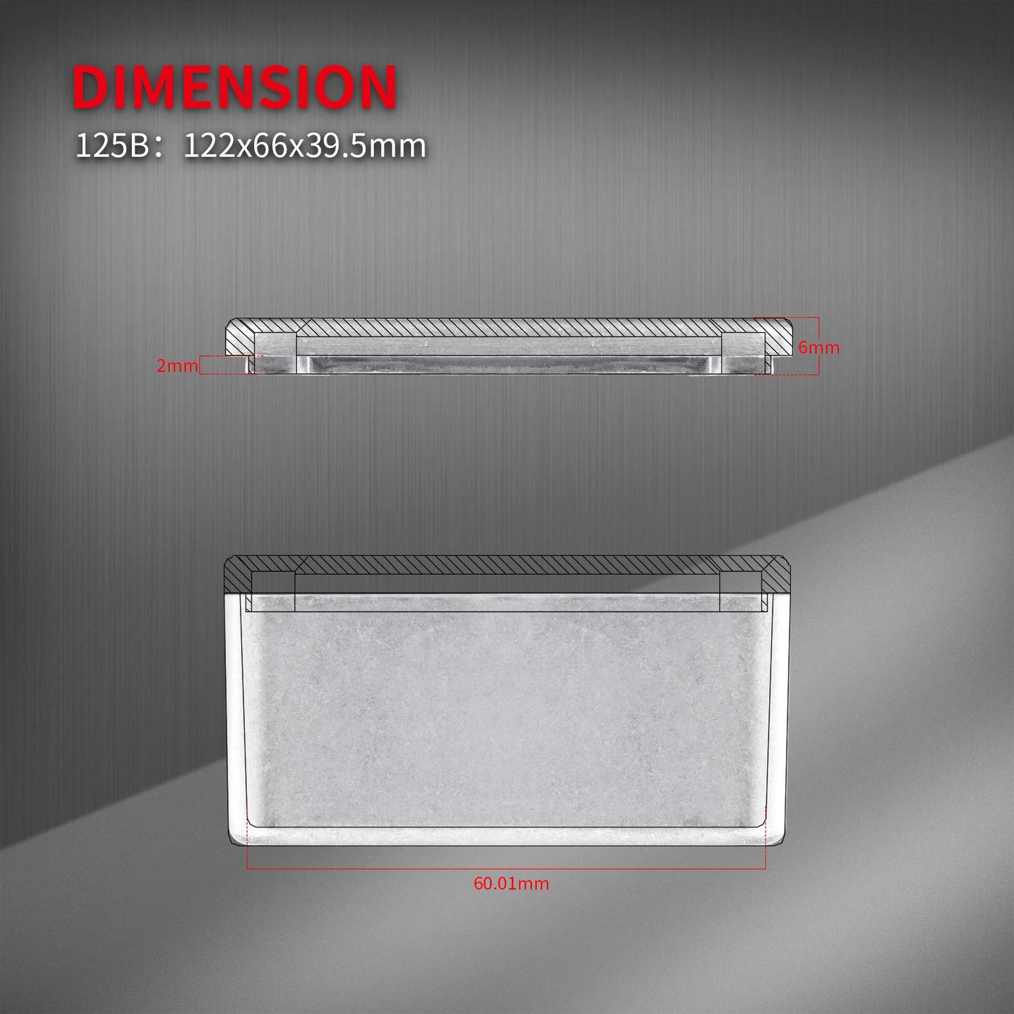 DaierTek - Caja de aluminio para pedal de efecto guitarra 125B / 1590N1, caja de metal sin acabar, 122 x 66 x 39,5 mm con patas de goma