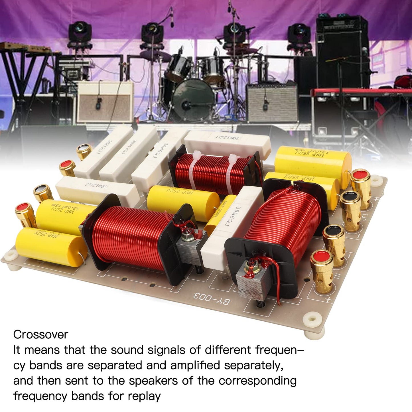 Cuifati Crossover de 3 Vías, Crossover de Altavoz de 3 Vías Crossover Pasivo Divisor de Frecuencia de Alta Potencia de 800 W para Altavoces de Escenario Profesionales
