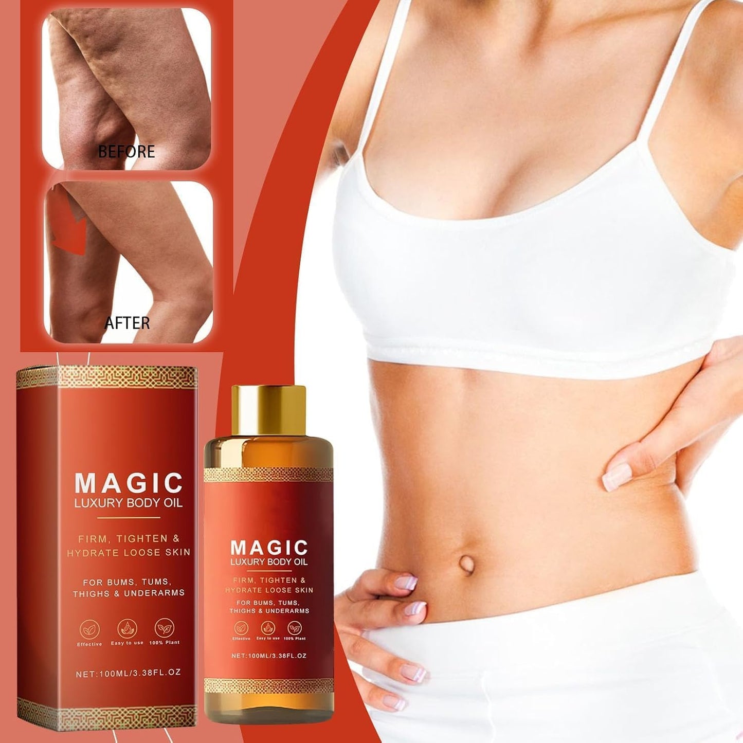 Pack de 3 Aceites Corporales Reafirmantes con Colágeno para una Piel Tonificada | Hidratación Profunda para Brazos, Pecho, Muslos y Abdomen | Cuidado Corporal Intensivo