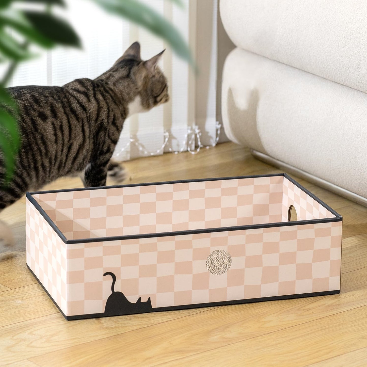 Conlun Caja Rascadora para Gatos con Tablero Rascador para Gatos Portátil De 3 Capas Corrugado para Gatos Juguetes para Gatos Cama De Cartón De Doble Cara para Uso Pesado, Diseño De Orificio