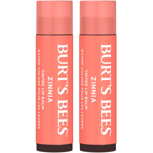 Burt's Bees 100% Natural Tinted Lip Balm, Zinnia with Shea Butter & Botanical Waxes - 1 Tube, Pack of 2