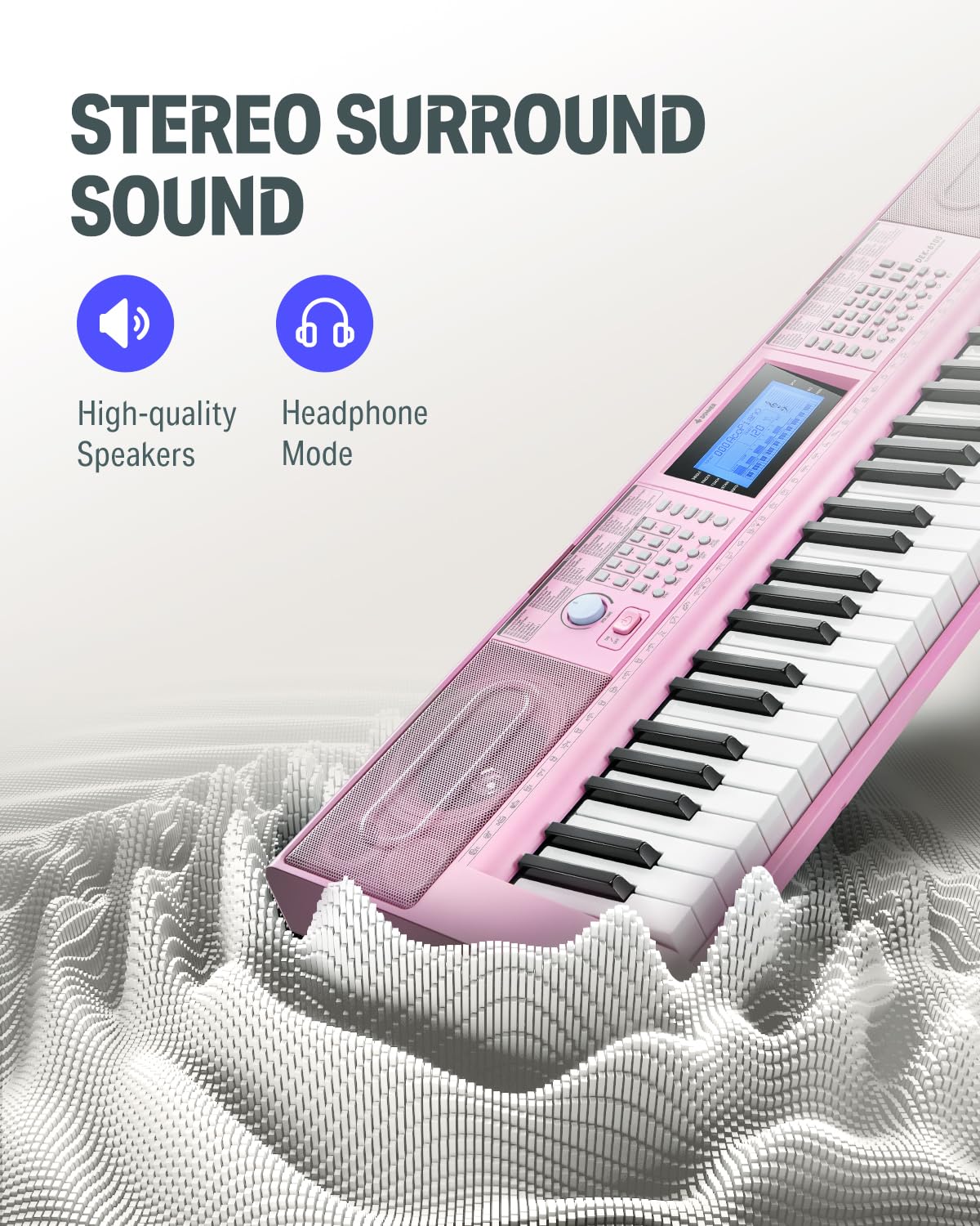 Donner - Teclado Piano de 61 teclas, kit de teclado eléctrico con 249 voces, 249 ritmos, incluye soporte para piano, taburete, micrófono, regalo para principiantes, rosa (DEK-610S)