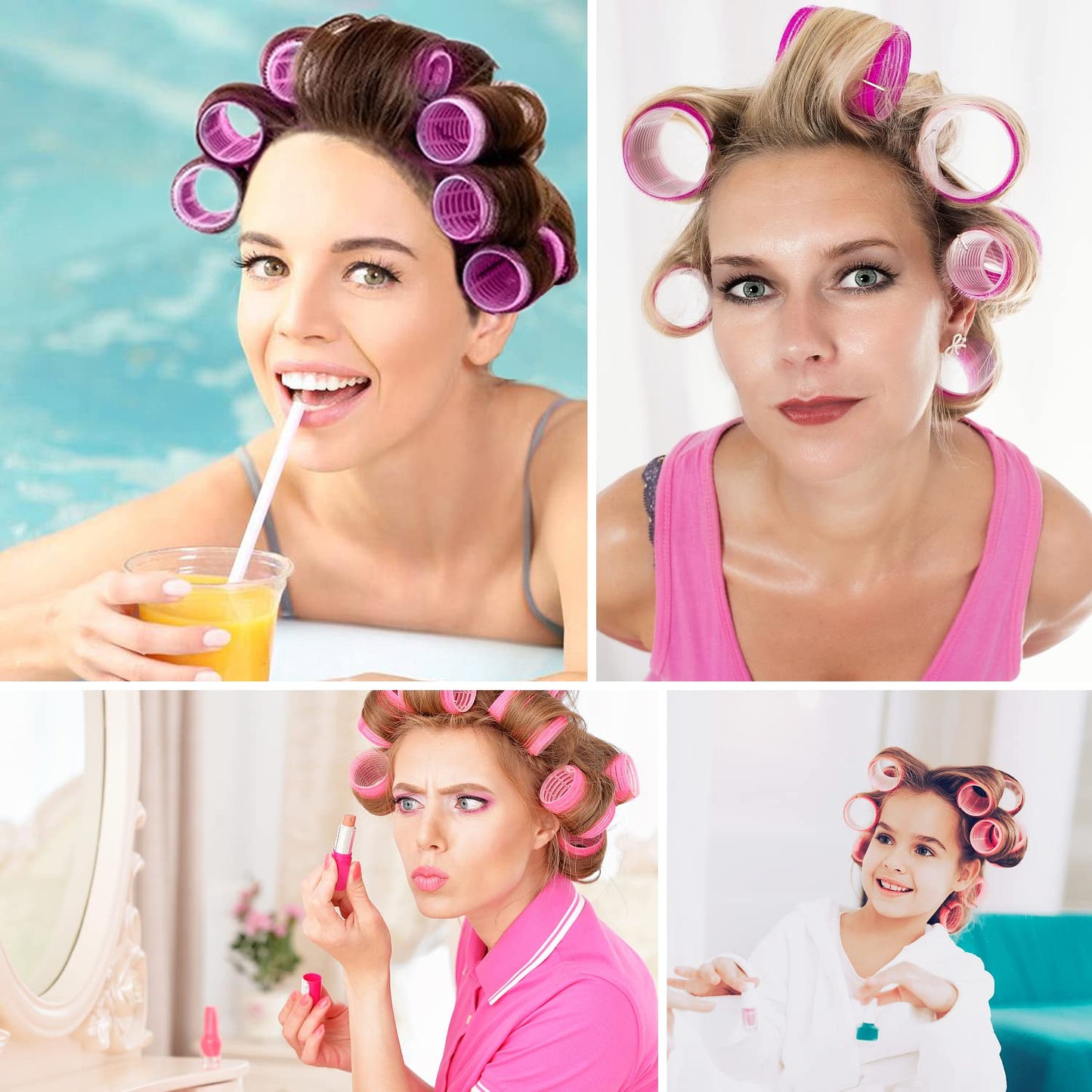 Rulos para Cabello,ZJTZJY Juego de Rodillos de Velcro con Accesorios,Rizador Pelo sin Calor,Rodillos de Velcro-3 Tamaños (33PCS)