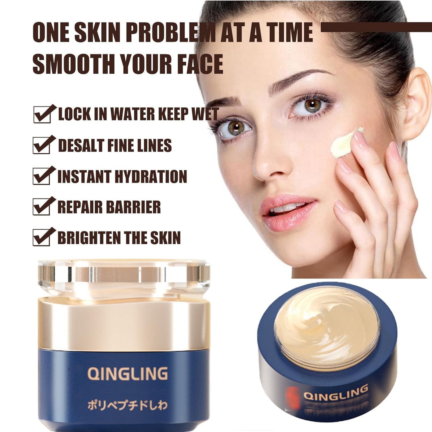 Crema Antiarrugas Qingling Japonesa, Crema Reafirmante Con Polipéptido Qingling, Crema Reafirmante Y Antiarrugas Con Polipéptido Qingling, Crema Antienvejecimiento Qingling, (2PCS)