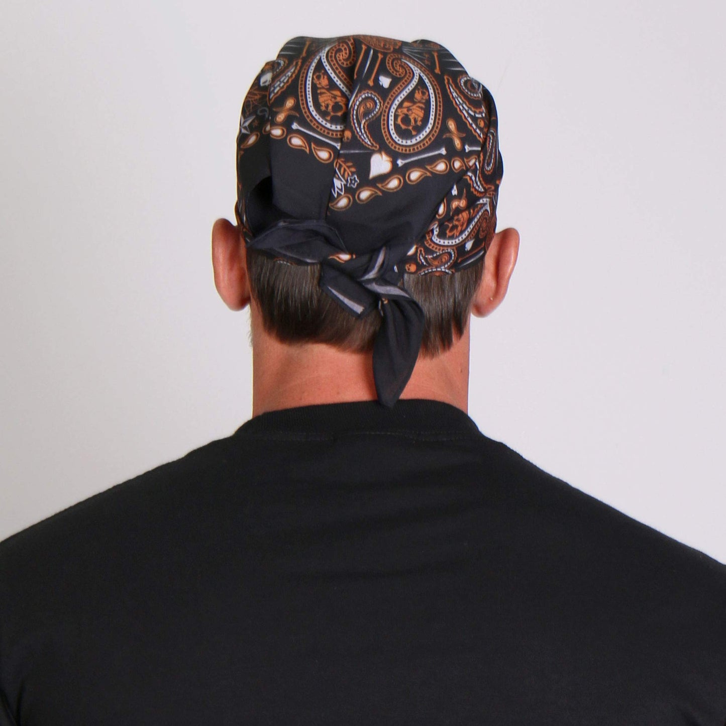 Hot Leathers - Bandana de calavera de cachemira (negro/naranja, 21 x 21 pulgadas)