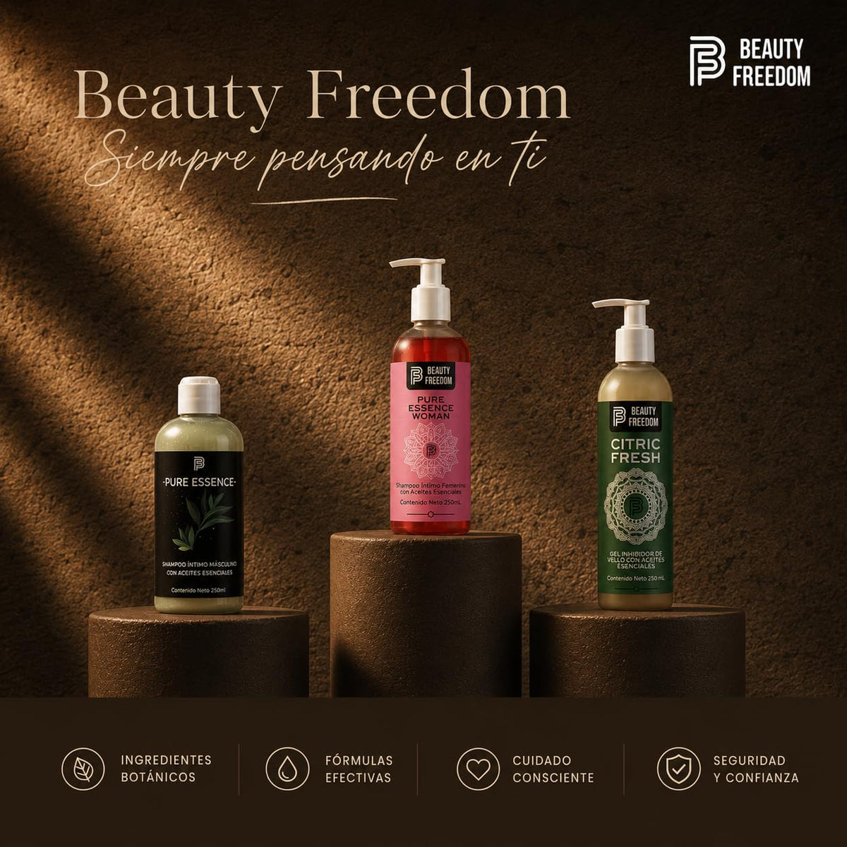 Shampoo Íntimo Para Hombre - Beauty Freedom Pure Essence 250ml - Jabón Íntimo - Con Aceites Esenciales De Romero, Lavanda Y Orégano - Gel Íntimo - Con Manzanilla Aloe Vera Y Vitamina E
