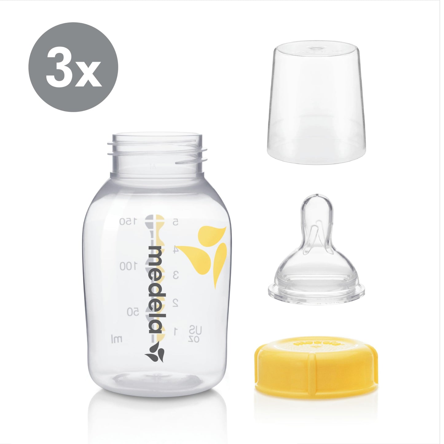 Biberones Medela Translucent Set de Botellas con Tetinas Flujo Lento 0-4 Meses para Bebés Niños, Juego de 16 Piezas