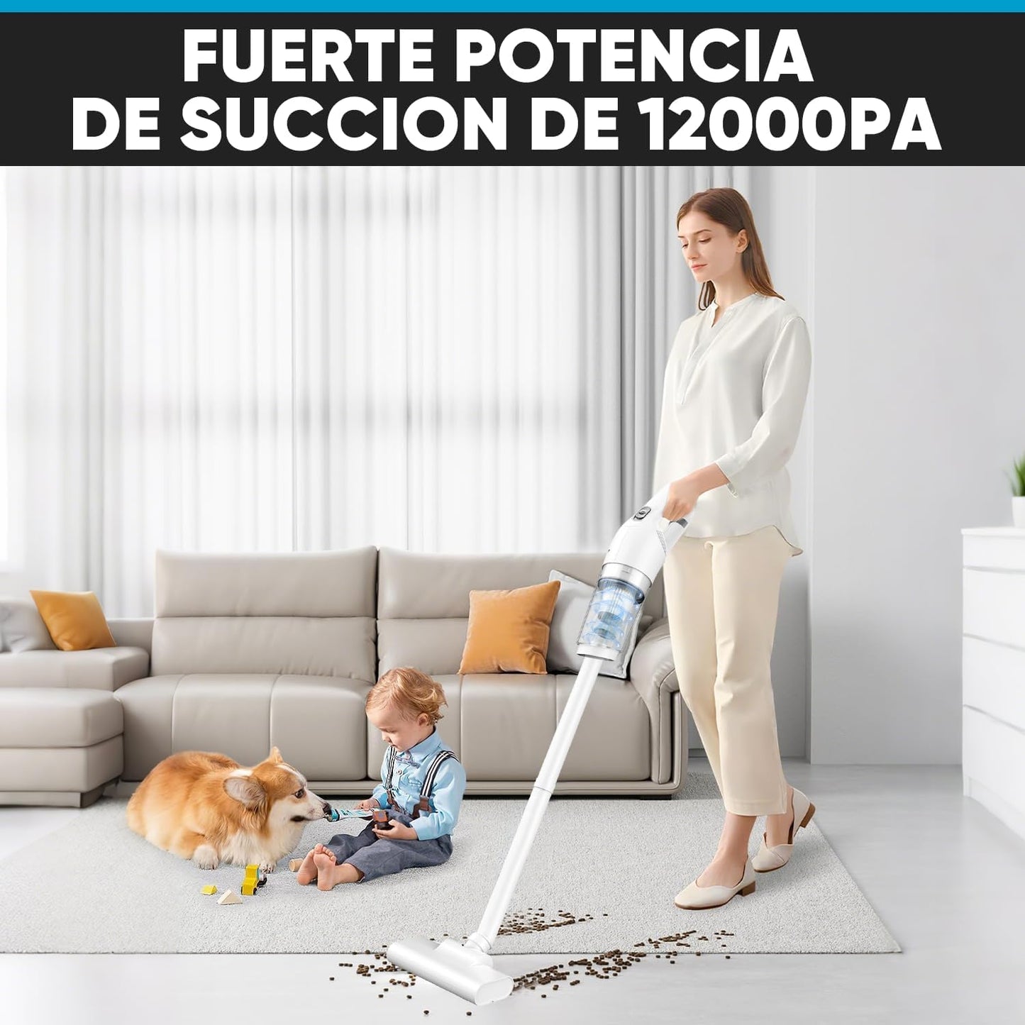 sdlogal LT-113CG Aspirador de Mano portátil inalámbrico para hogar automóvil Color Blanco