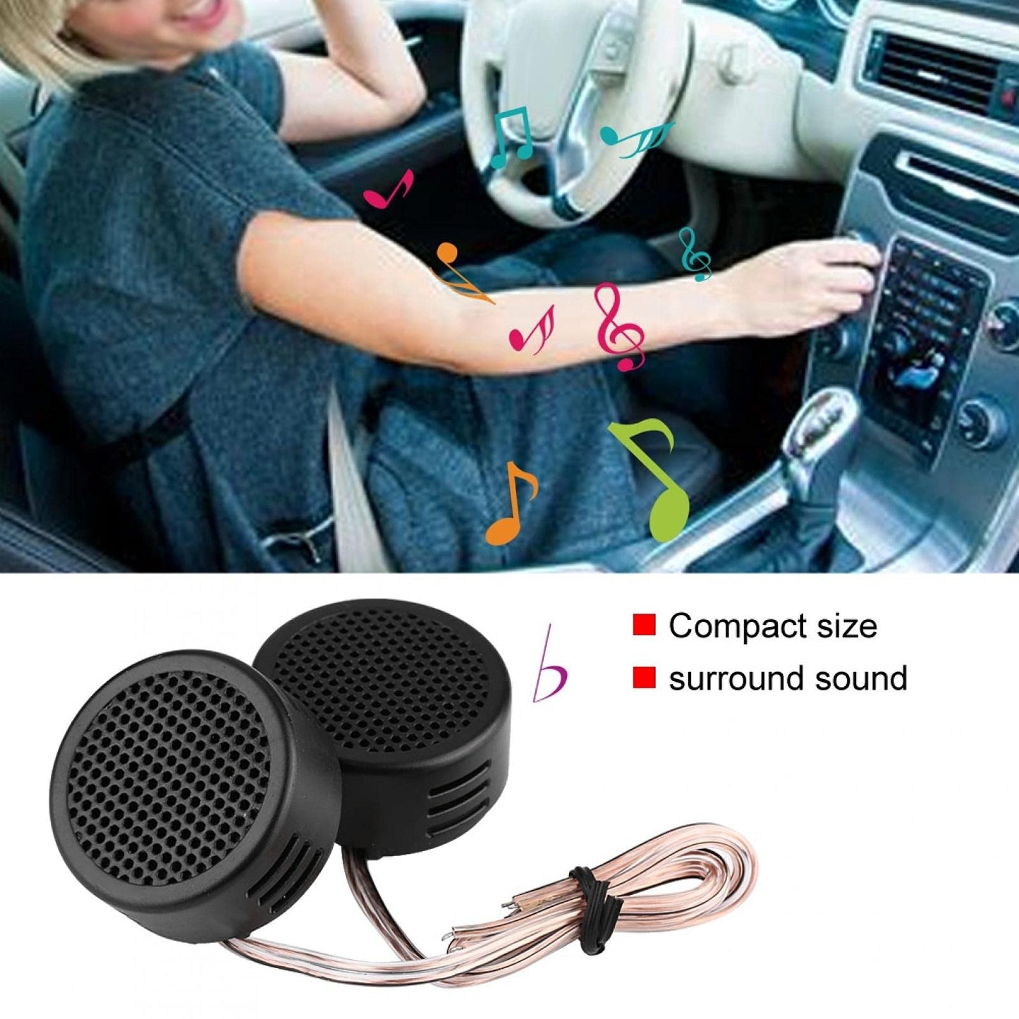 Altavoz de Sonido para Automóvil (par) Negro 12V 500W Mini Altavoz para Automóvil Tweeter de Audio 200 Mm 98dB Altavoz para Automóvil