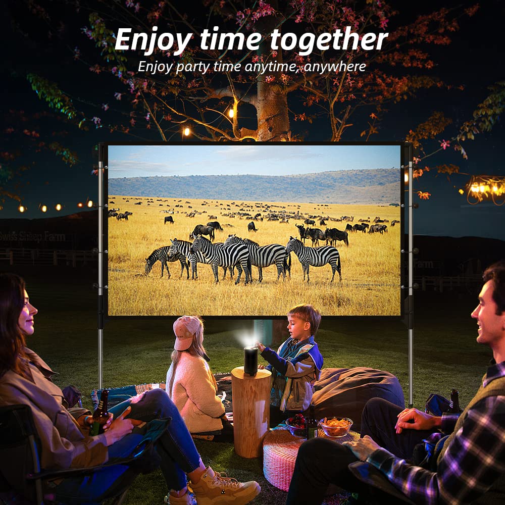 NIERBO Pantalla de proyector con Soporte 120 Pulgadas Pantalla de proyección de películas 16:9 4k HD retroproyección Frontal con Bolsa para Cine en casa al Aire Libre Backyard Movie