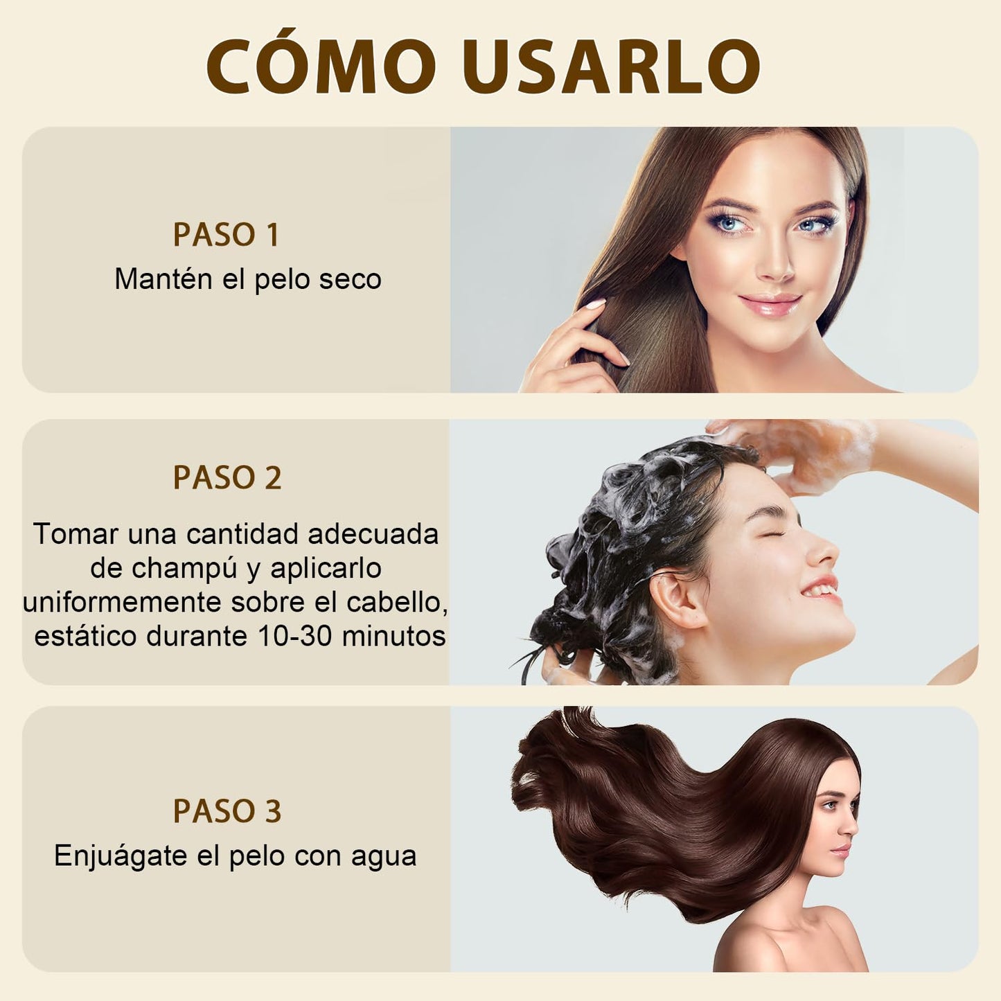 Hair Dye Shampoo, 3 in 1 Instant Hair Dye Shampoo, Color Shampoo Hair Dye for Hair Coverage, Champú colorante natural para cubrir canas, for All Hair Types,200ml (Marron oscuro)
