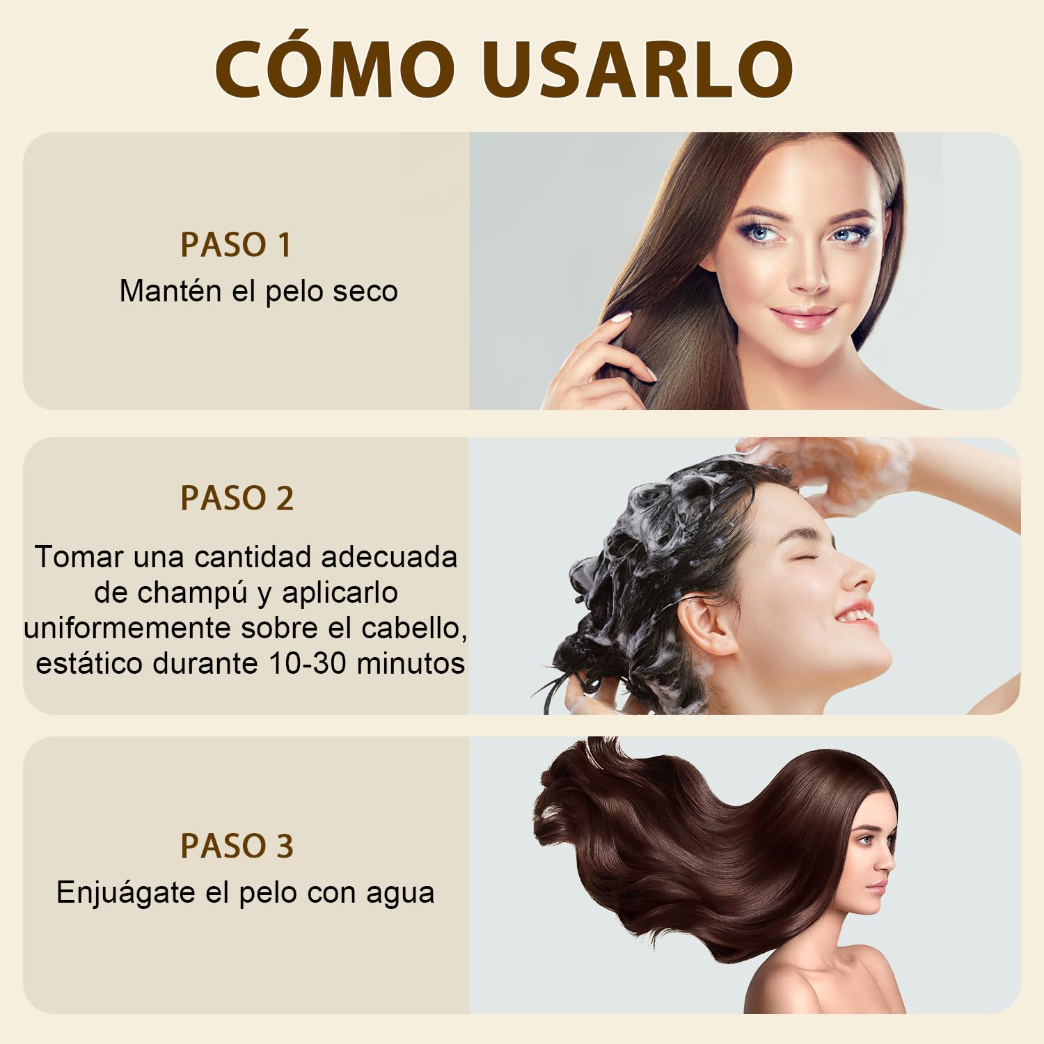 Hair Dye Shampoo, 3 in 1 Instant Hair Dye Shampoo, Color Shampoo Hair Dye for Hair Coverage, Champú colorante natural para cubrir canas, for All Hair Types,200ml (Marron oscuro)