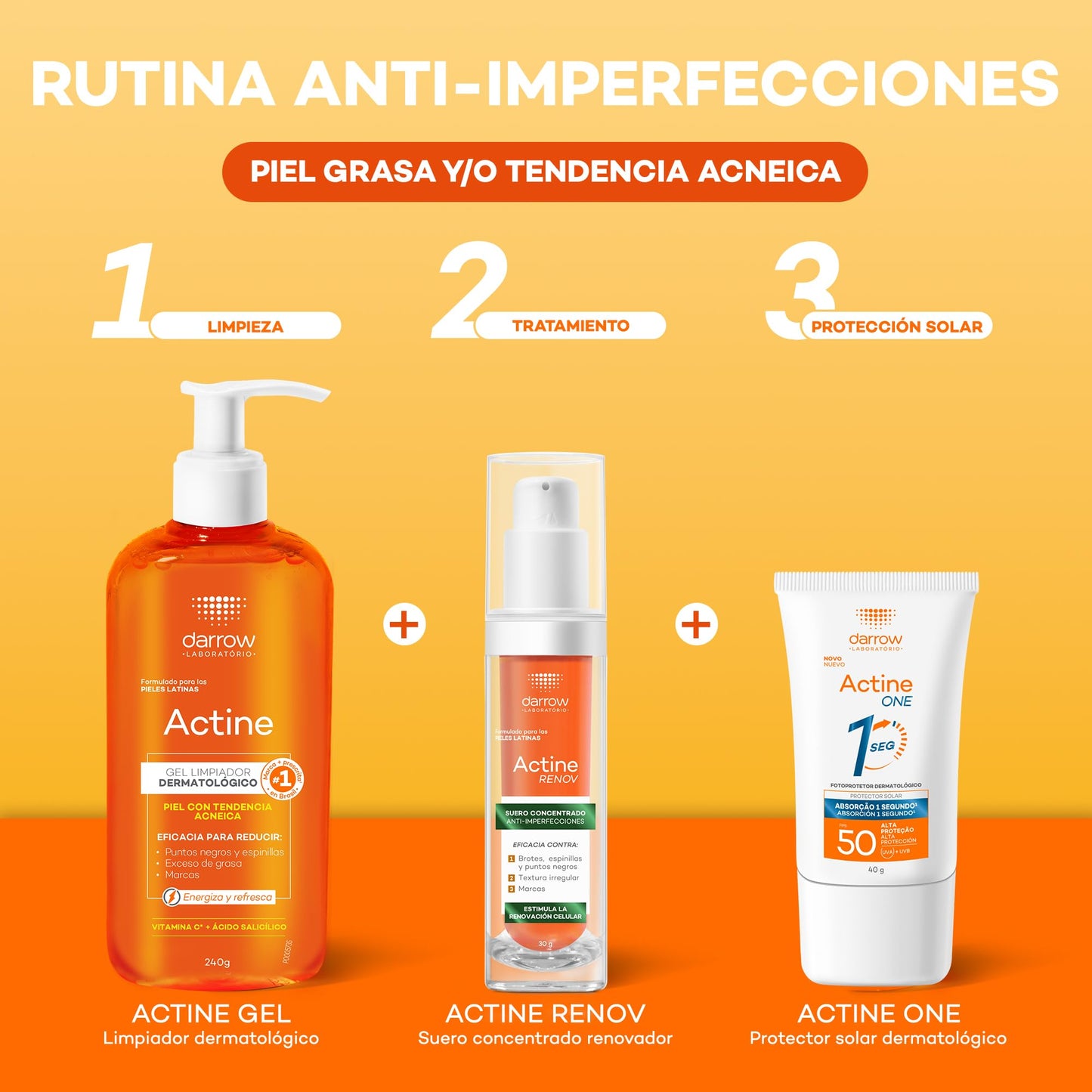 Darrow Actine Gel Limpiador Facial Vitamina C Piel Grasa y Acné, 240g