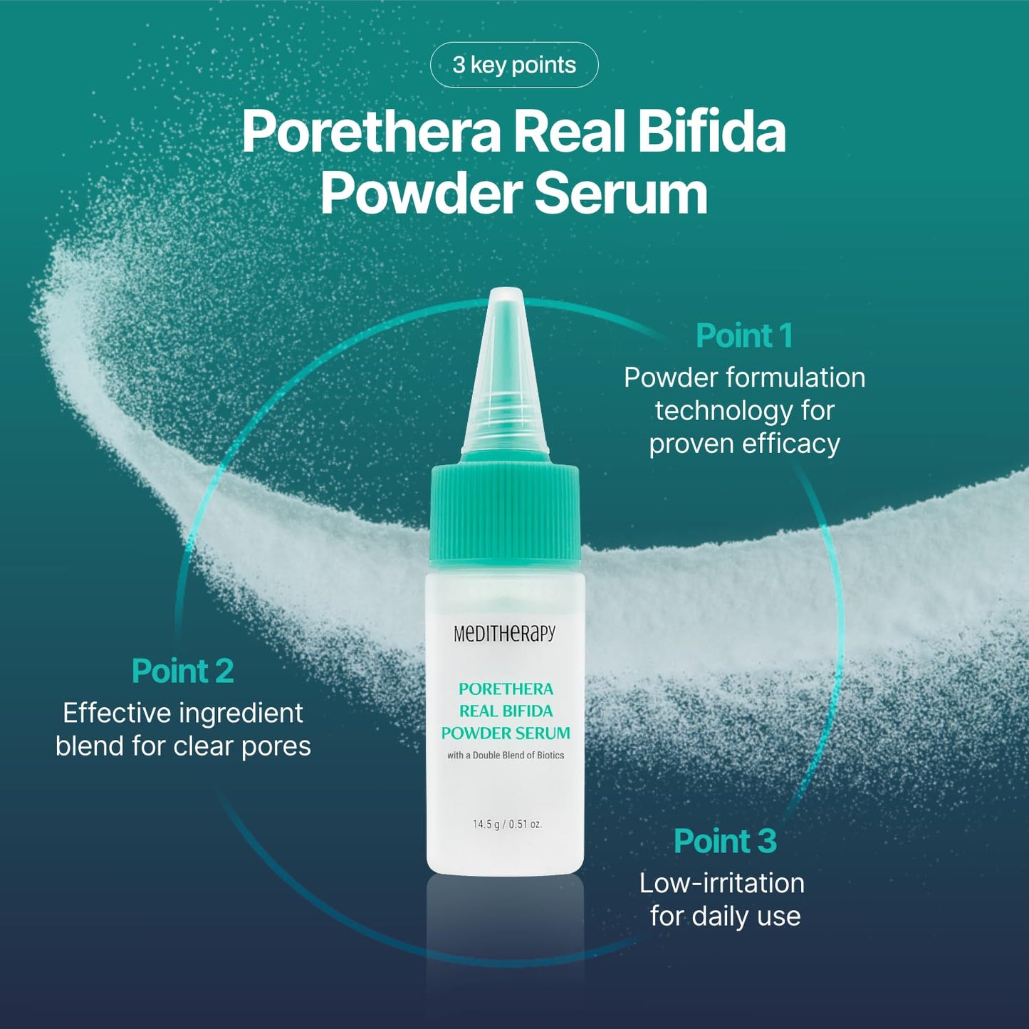 MEDITHERAPY Suero En Polvo De Bífida Real Porethera - Suero Facial Coreano Para Estiramiento De Poros - Minimizador De Poros Para La Cara Con Polvo Probiótico Para El Equilibrio De La Piel - Mejora La