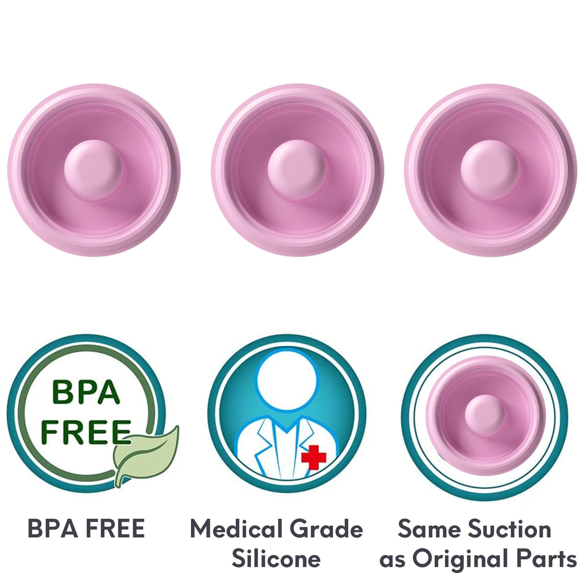 Yeabetter - Paquete de 3 sellos de bomba compatibles con el extractor de leche Elvie Stride, diafragma Elvie Stride, membrana de silicona, para almacenamiento de leche materna y accesorios de