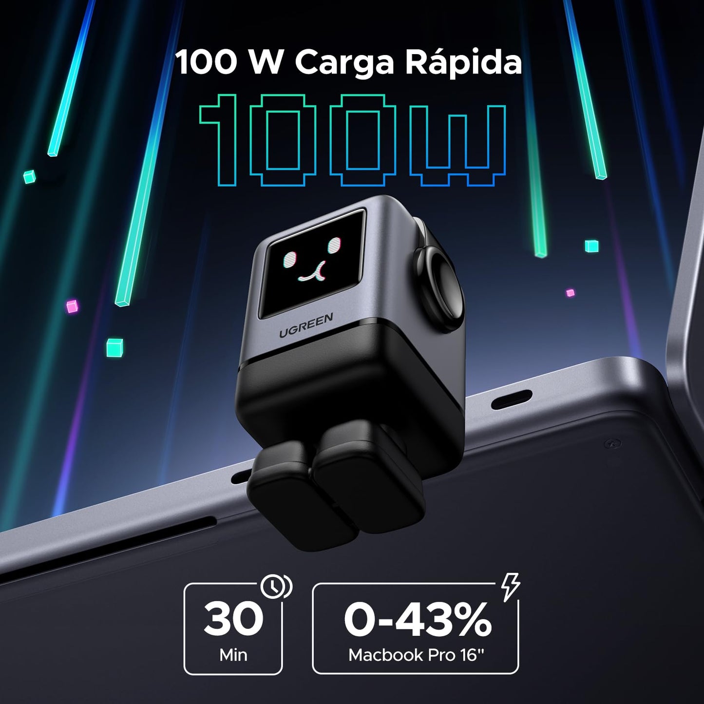 Cargador USB C UGREEN 100 W Negro GAN Nexode con 4 Puertos 3C1A