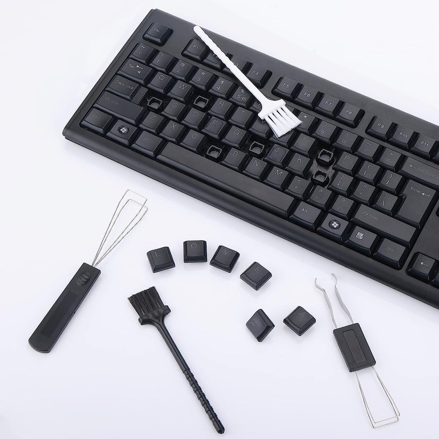 4 Piezas Extractor de Teclas Extractor de Metal Acero Inoxidable Removedor de Teclado con Cepillo para Teclado Herramienta Imprescindible para Teclado y Limpieza del Hogar de Teclado Fijación (4 pcs)