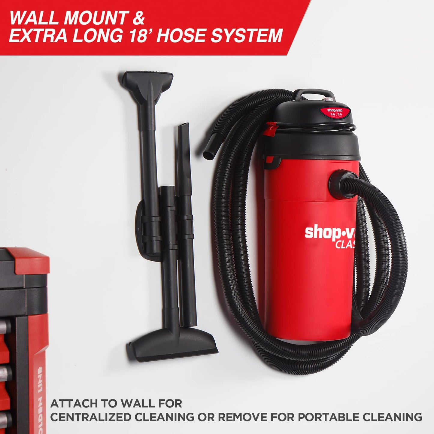 Aspiradora Shop-Vac 5 Galones Negra Compacta para Trabajo Húmedo y Seco