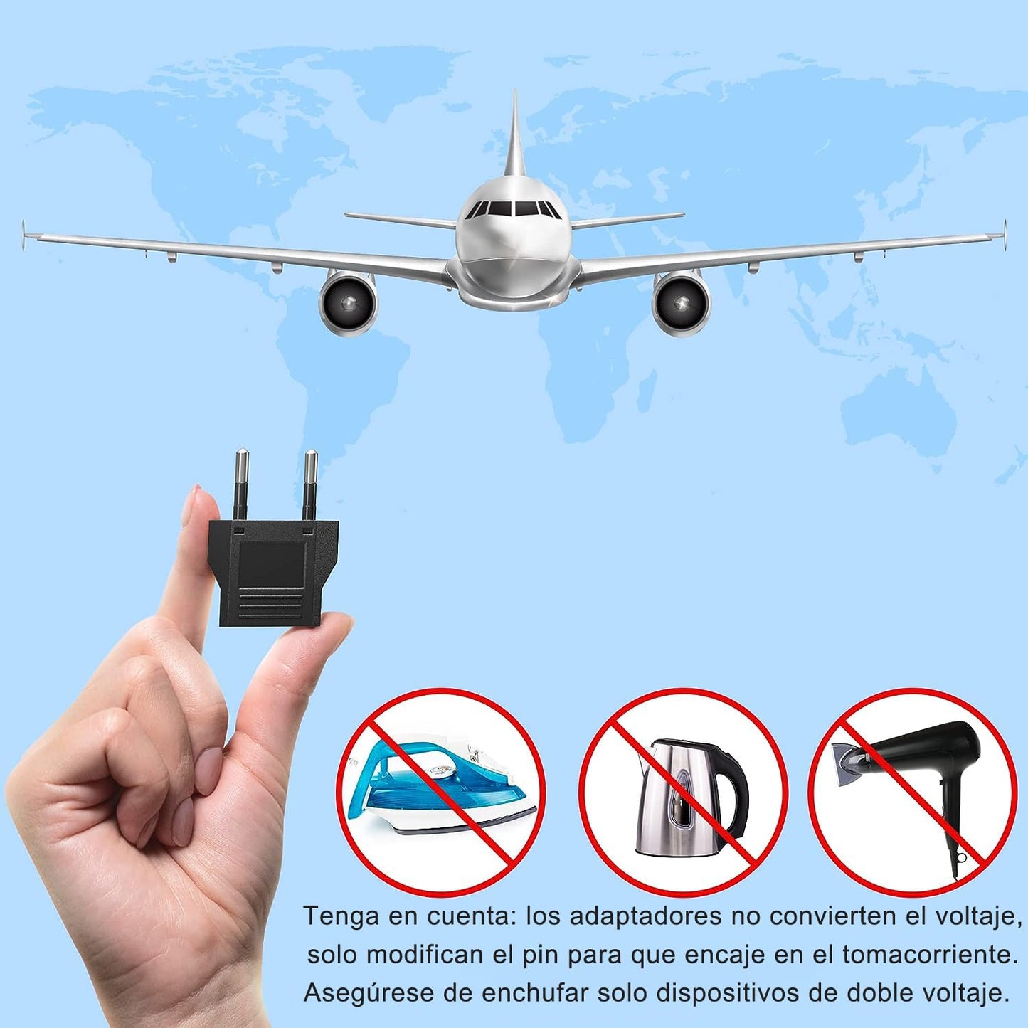 Adaptador de Enchufe para Europa 4 Unidades blanco compacto