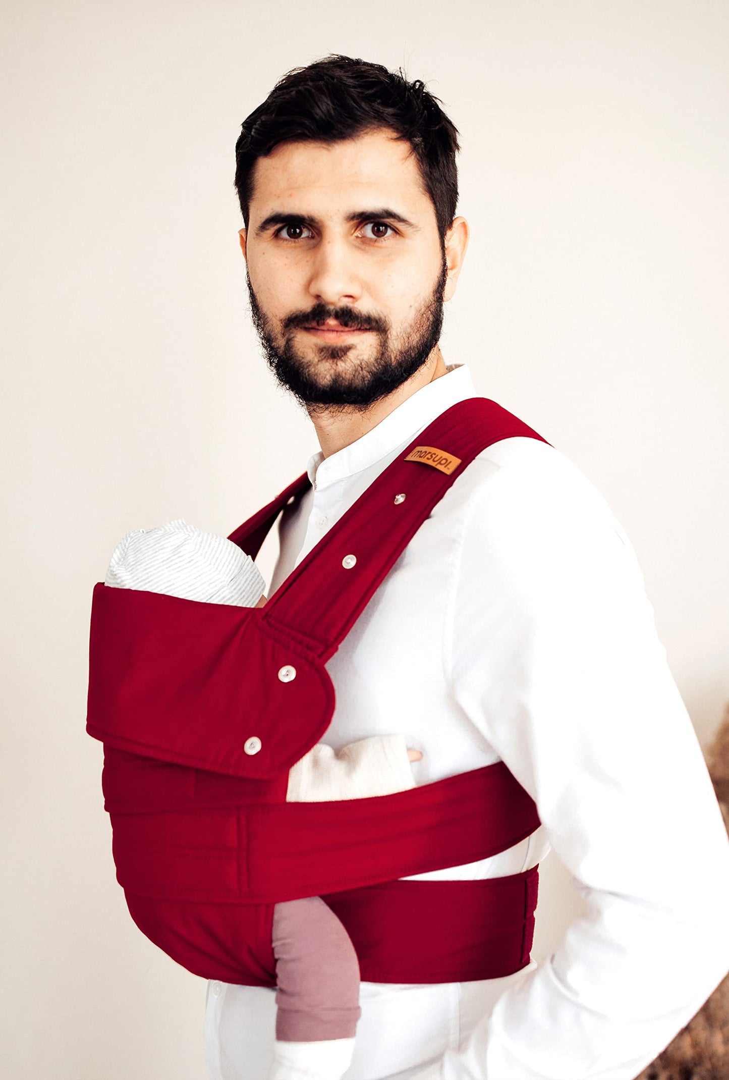 Portabebés Marsupi Rojo Ruby Ajustable Algodón Orgánico Talla SM 2 Posiciones para Recién Nacido