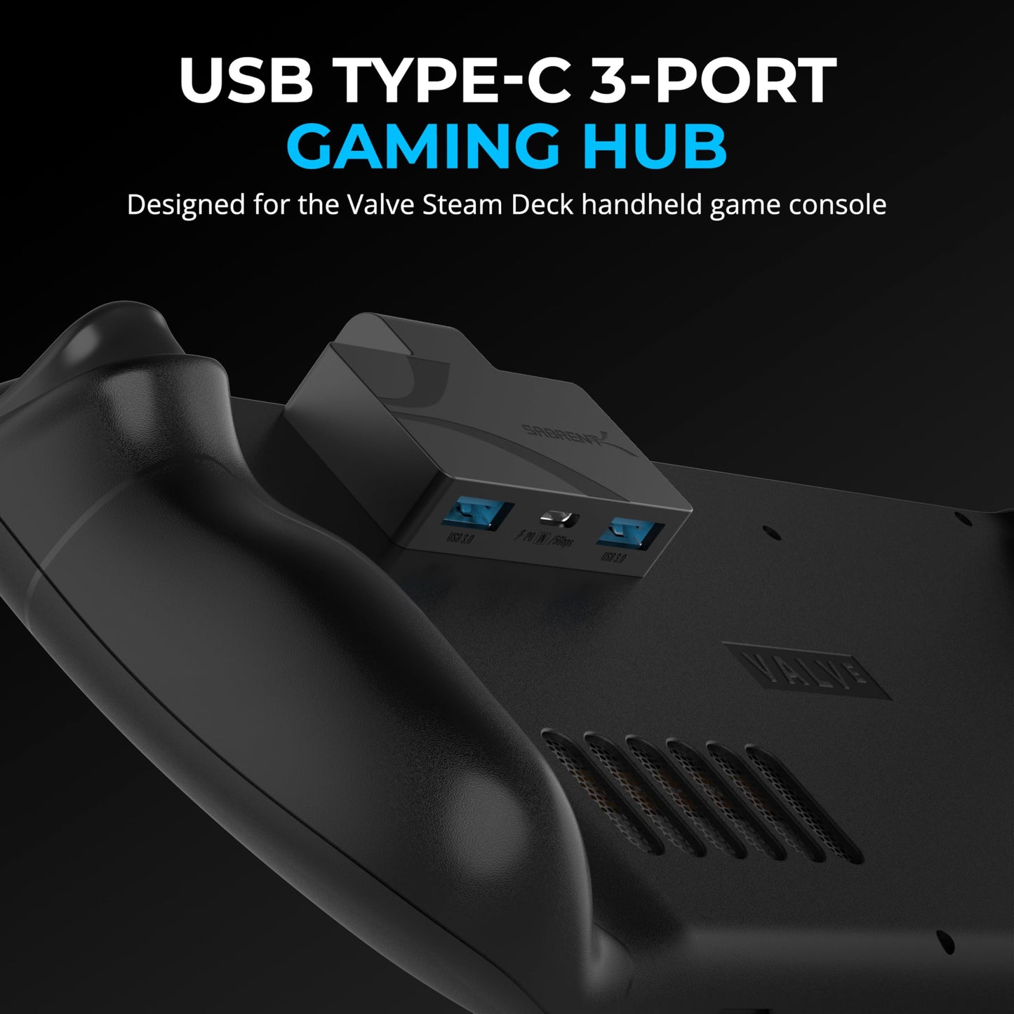 Hub USB Tipo C SABRENT Plataforma de Vapor 3 Puertos Compacto USB 3.2 5 Gbps con Carga PD