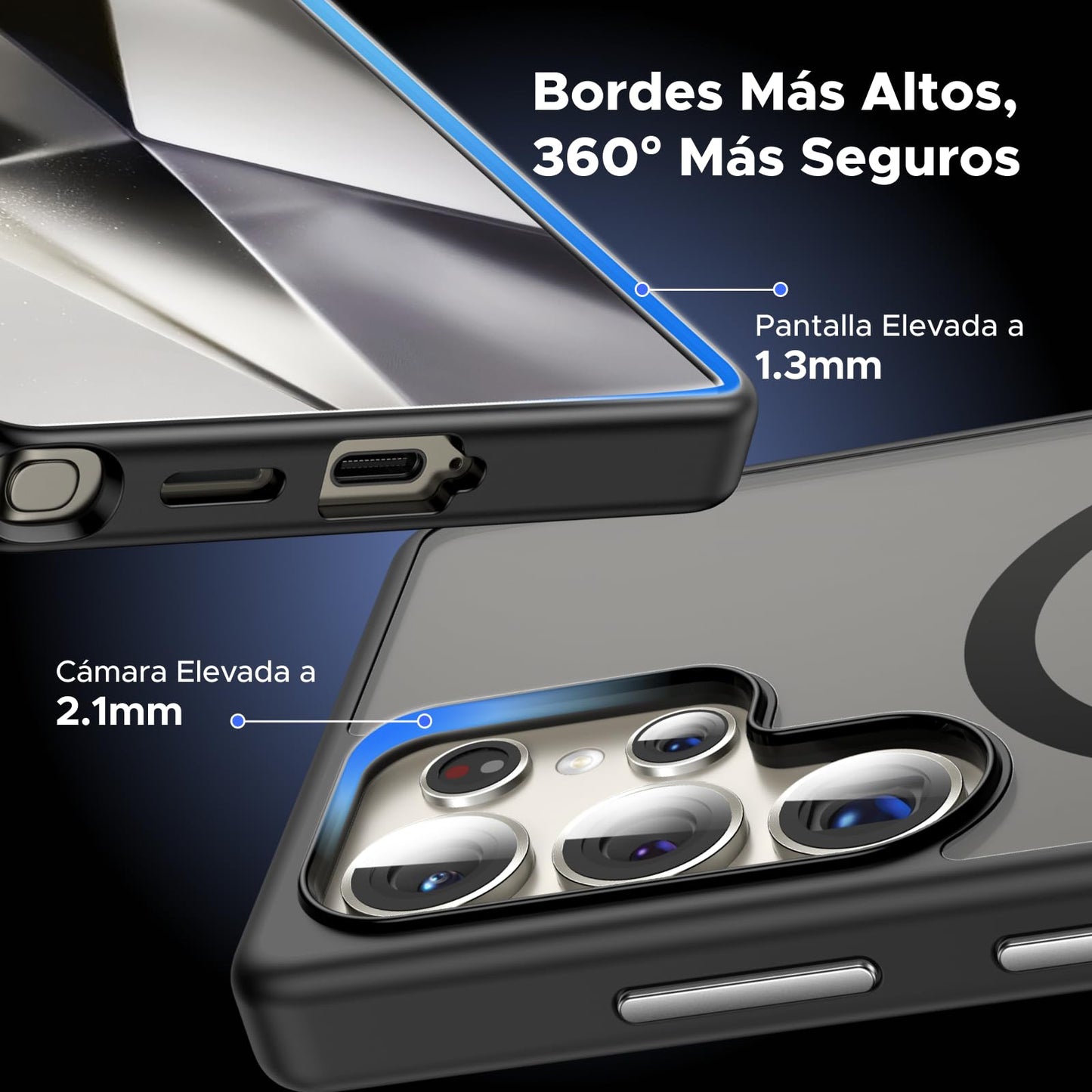 Funda Magnética UGREEN Negra Respaldo Mate Anticaída para Galaxy S25 Ultra Antigolpes