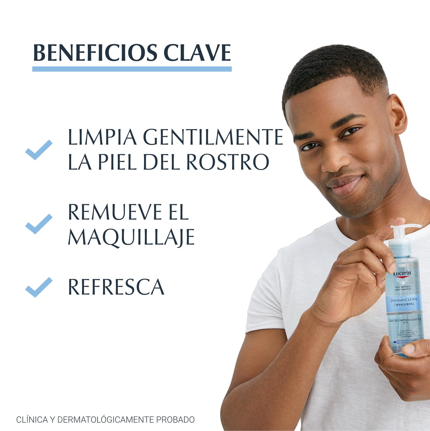 Eucerin Gel Limpiador Facial DermatoClean para piel normal a mixta, 200ml, empaque puede variar