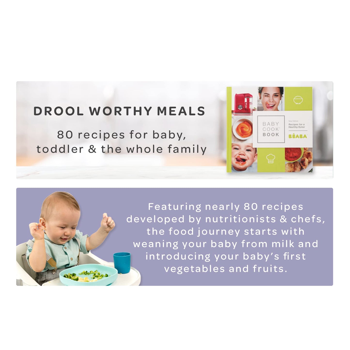 BEABA Babycook Book, 80 Recetas para Alimentos para Bebés, Comida para Niños y El Resto de la Familia