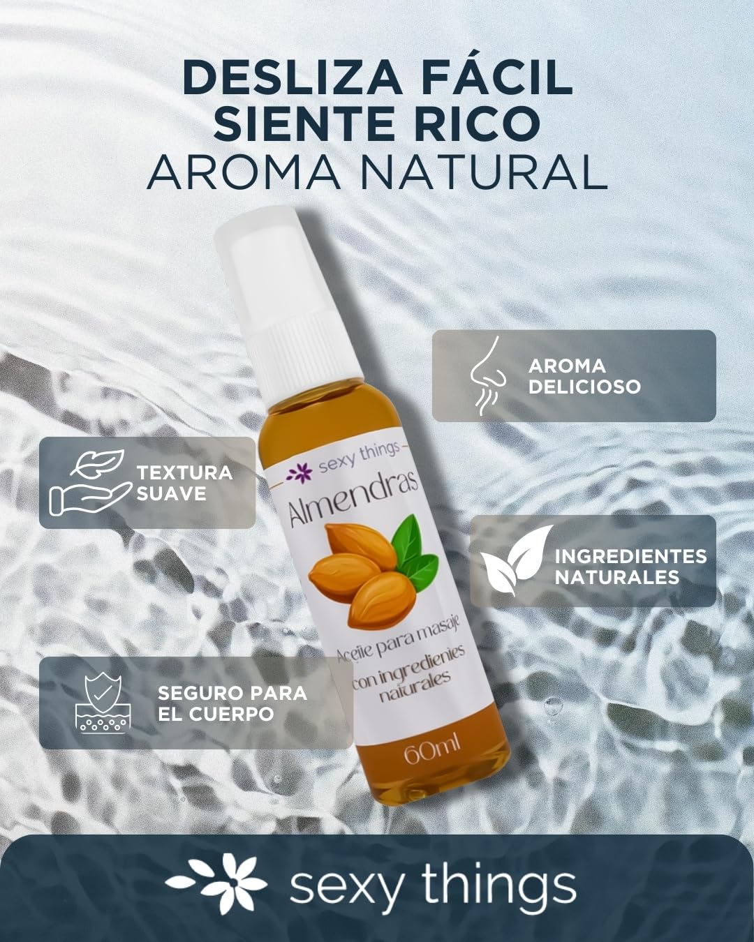 Aceite para Masaje Corporal Sexy Things Almendra Relajación y Aromaterapia para Pareja