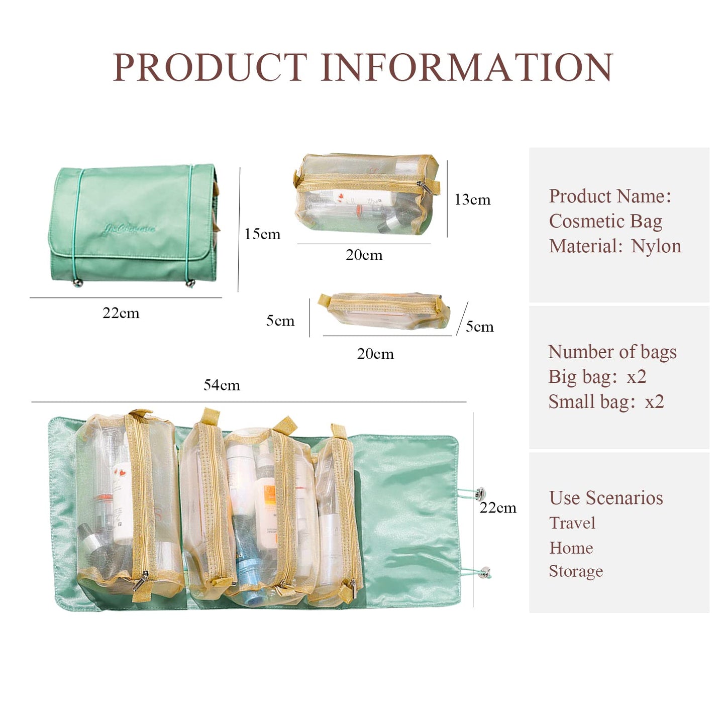 LumiSyne 4 En 1 Bolsa De Cosméticos Desmontable Bolsa De Aseo Colgante Et Enrollable Neceser De Viaje Bolsa De Maquillaje De Malla Portátil Plegable Bolsa De Aseo Neceser De Maquillaje Impermeable