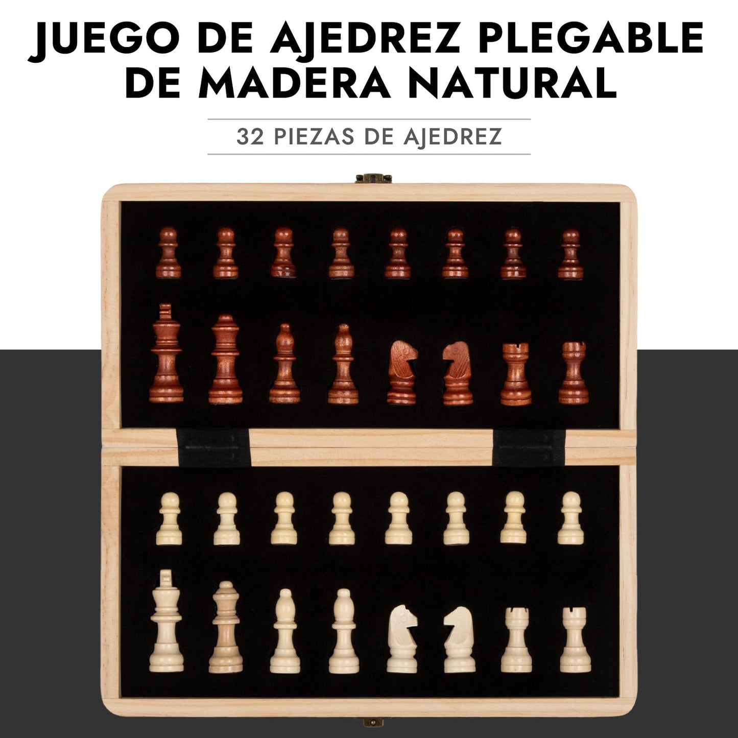 Ajedrez Magnetico RocRow Madera Tablero Plegable Profesional 29x29cm Portatil