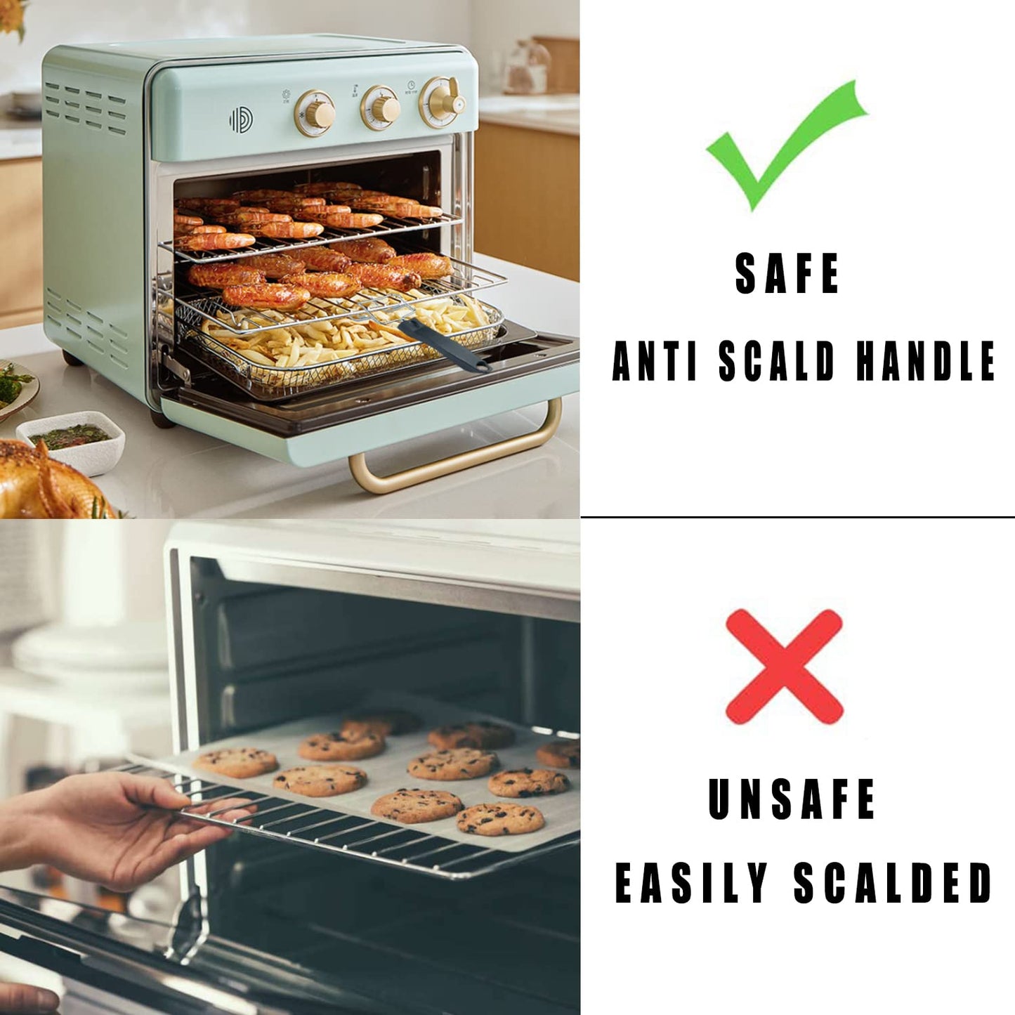 Extractor de bandeja de horno tostador por convección, extractor de parrillas, clip de parrillas, clip de horno, clip de comida para horno, mango de bandeja de horno, clip resistente a escaldado,