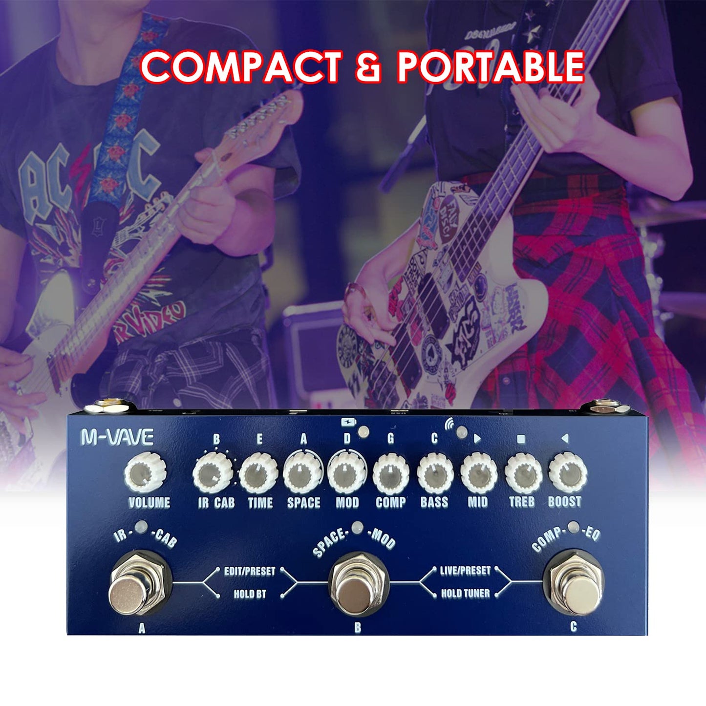 Cube Baby Pedal de Efecto Combinado de Graves Multifuncional portátil con reproducción de música Wirel grabación de teléfono o función de Interfaz