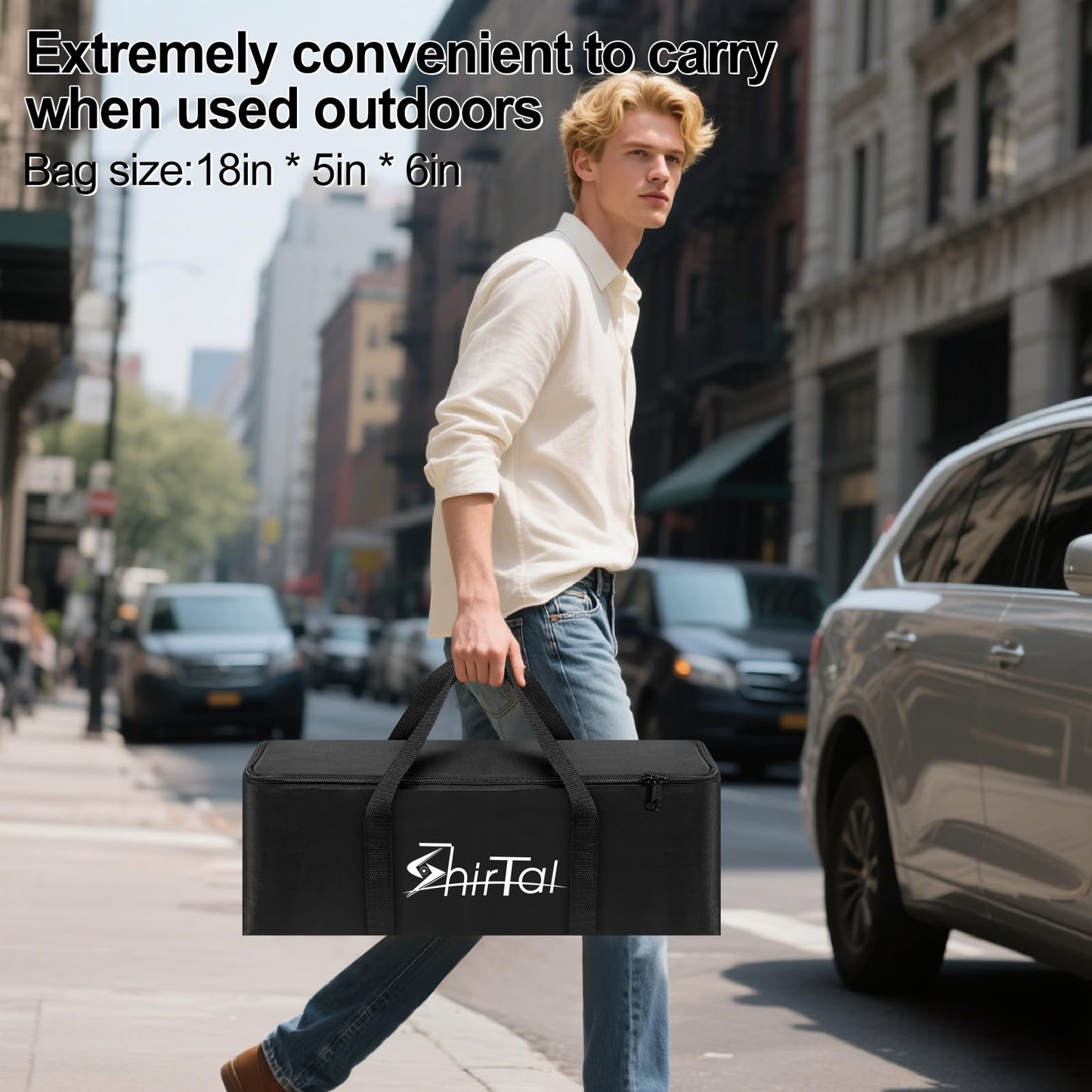 Shirtal visualización de proyector de 100 pulgadas, visualización de proyector portátil con soporte, visualización de película 4K HD 16:9 antiarrugas para interiores y exteriores con bolsa de