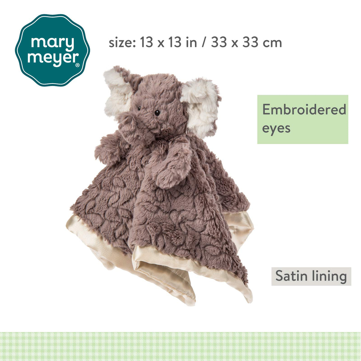 Mary Meyer Putty Elefante Gris (Cobija Satinada) Plush