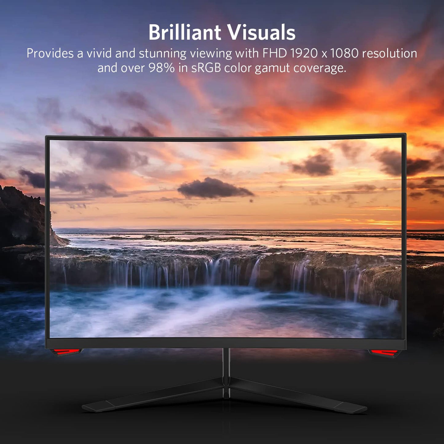 Fiodio Monitor LED Curvado de 24 Pulgadas de 144 Hz Full HD 1080P HDMI VGA, Compatible con Montaje en Pared VESA (Cable DP Incluido), 24H3G