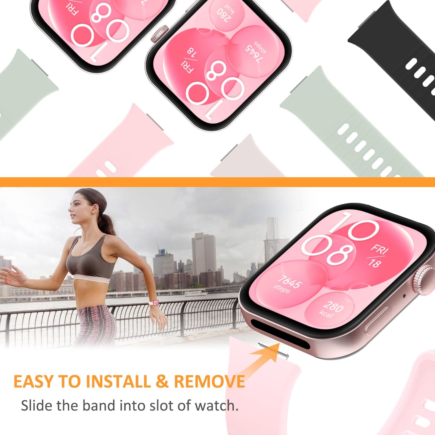 Hianjoo 4 Piezas Correa Compatible con Huawei Watch Fit 4/Fit 4 Pro/Fit 3, Pulsera Banda de Deportes Suave Ajustable Silicona Reemplazo Bracelet Compatible con Huawei Watch Fit 3/4/4 Pro