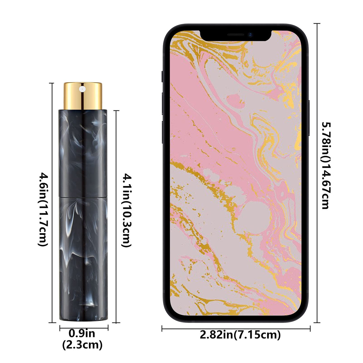 Lil Ray Mini atomizador de perfume portátil, botella pequeña recargable para viajes, pulverizador de colonia de bolsillo aspiradora, Marble Pattern, 10 ml
