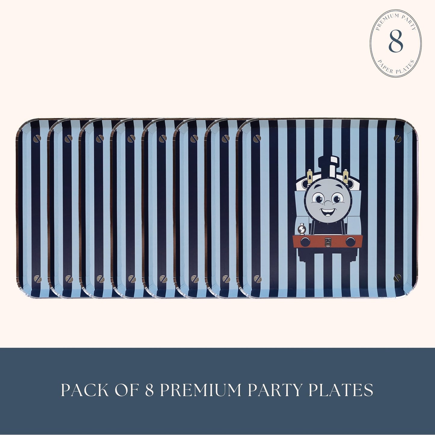 Bonjour Fete THOMAS & FRIENDS™ - Platos de rayas grandes - Platos temáticos de tren THOMAS & FRIENDS™ - Suministros para fiestas de cumpleaños - Platos de papel desechables grandes - Licencia oficial